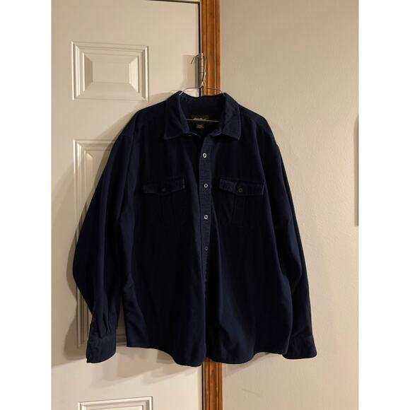 Eddie Bauer 100% Cotton Button Down Navy Size XXL - Picture 1 of 2